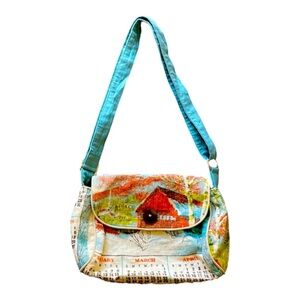 One of a kind handmade vintage tea towel purse 1975